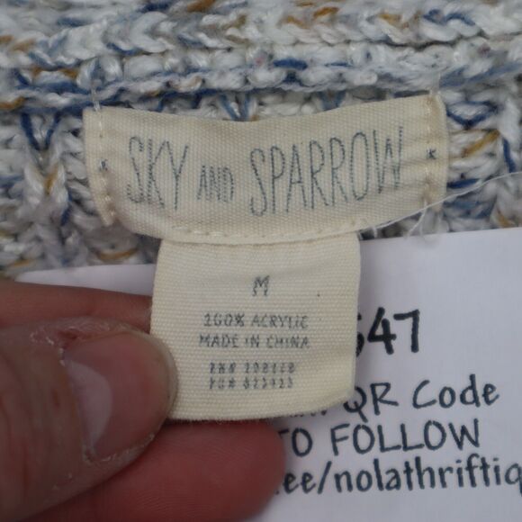 Sky Sparrow Sweater Womens M Gray Long Sleeve Open Front Knitted Cardigan - Picture 2 of 16